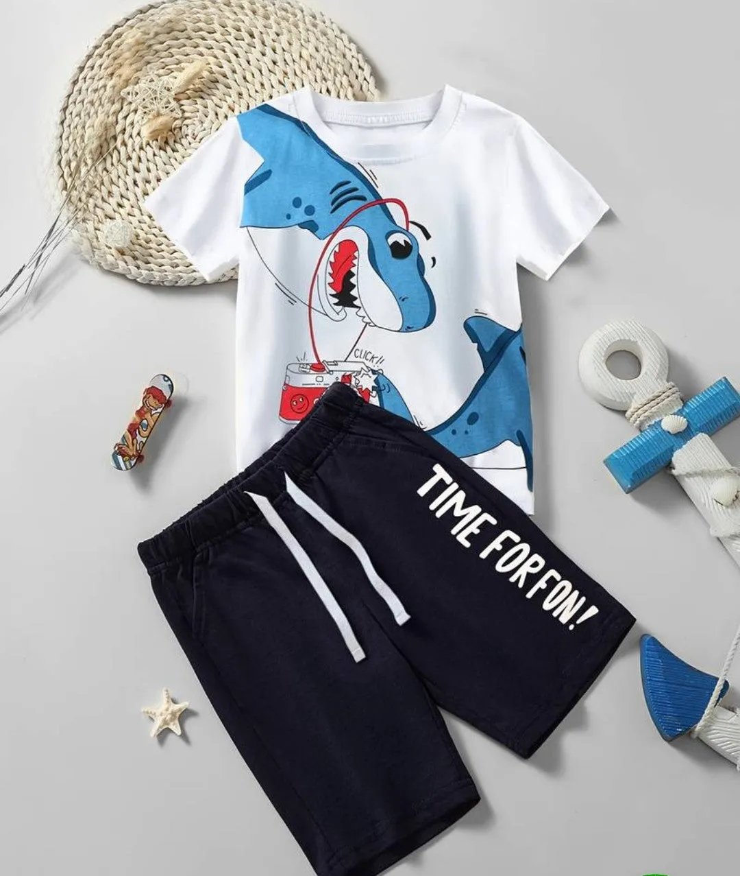 2 Pcs Cotton T-Shirt And Short Boys Kids Summer Set