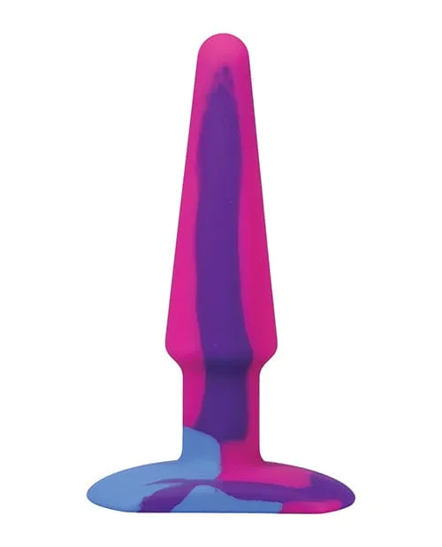 A Play 5" Groovy Silicone Anal Plug - Multicolor-pink