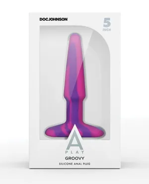 A Play 5" Groovy Silicone Anal Plug - Multicolor-pink