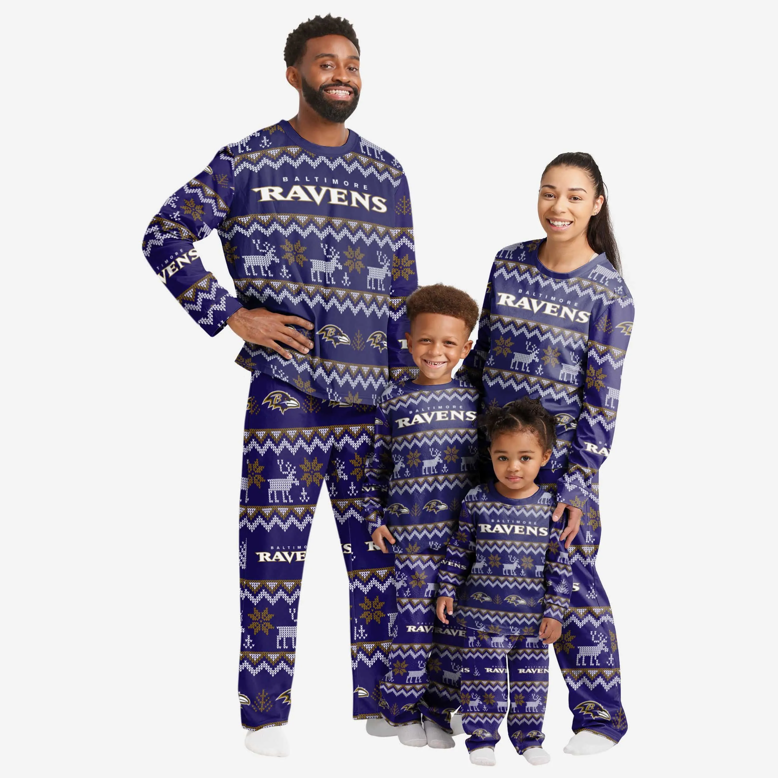 Baltimore Ravens Mens Ugly Pattern Family Holiday Pajamas