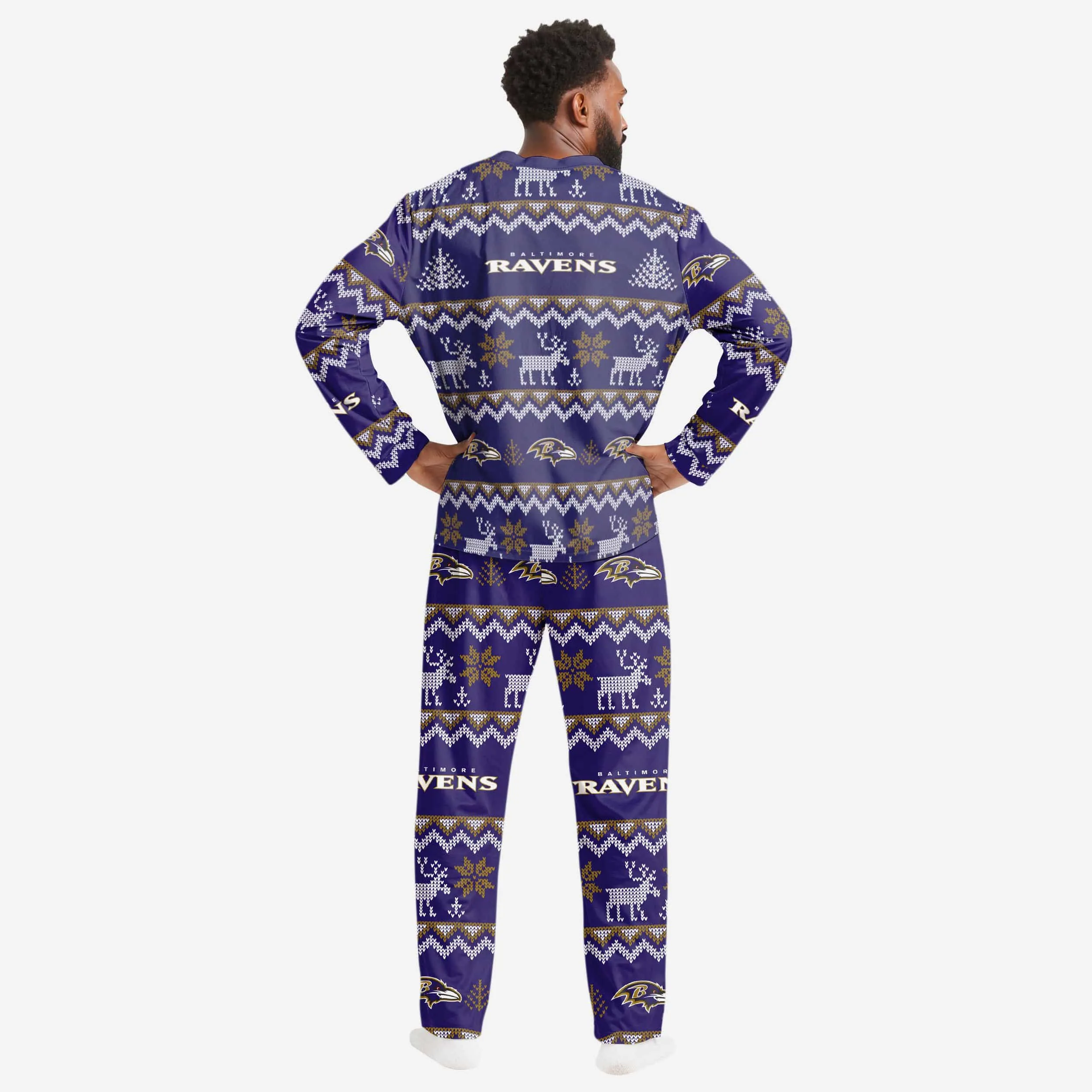 Baltimore Ravens Mens Ugly Pattern Family Holiday Pajamas