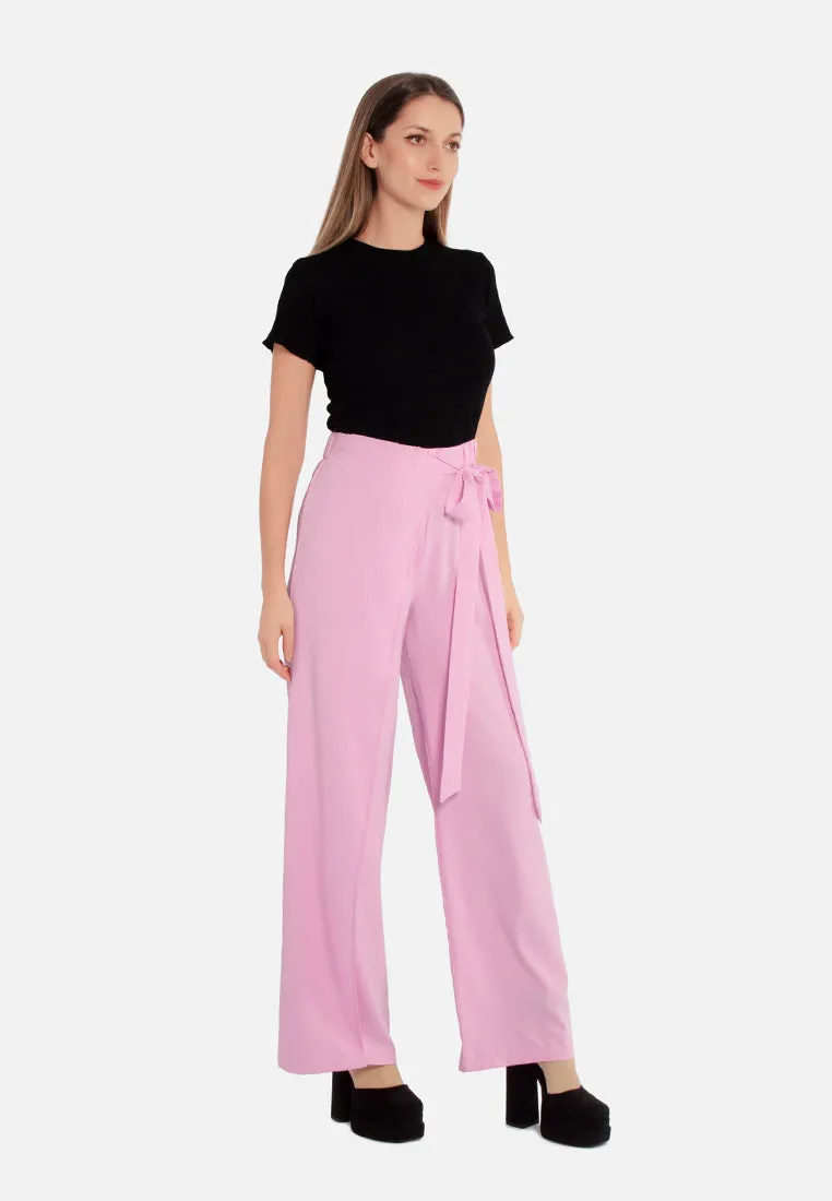 Belted Tie Wide Leg Pants