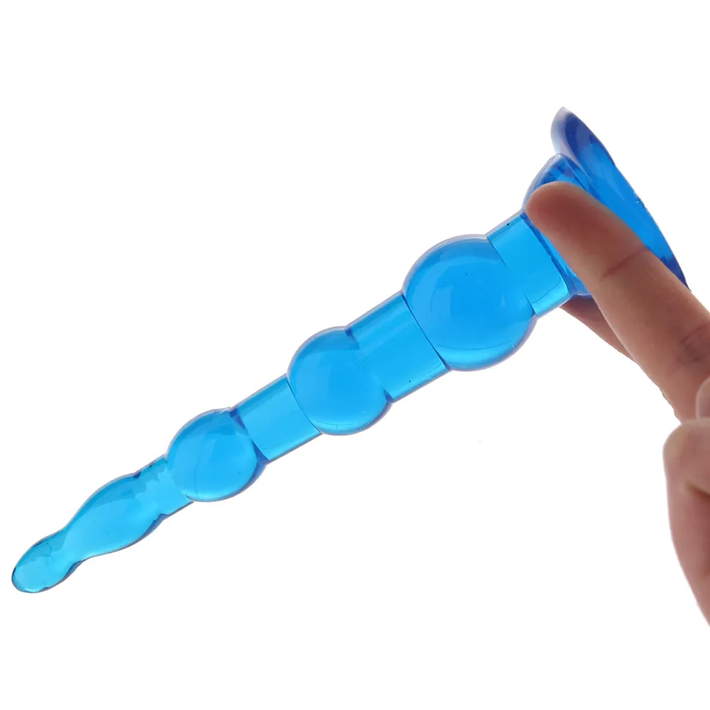 Blue Line 6.75 Inch Anal Beads With Suction Base