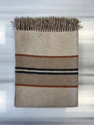 Cashmere Throw in Tan Stripe