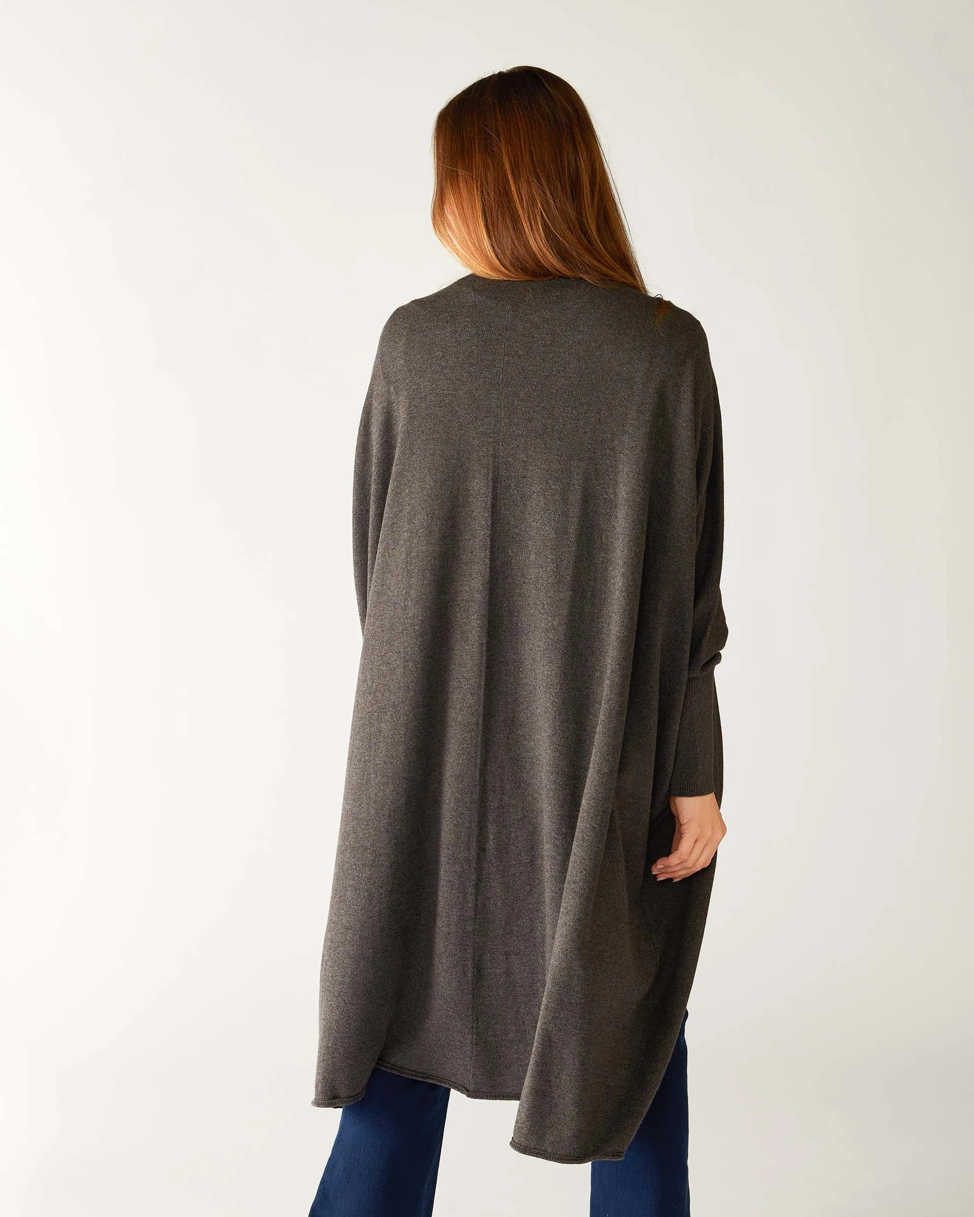 Chelsea Cotton Cashmere Kimono in Charcoal Heather