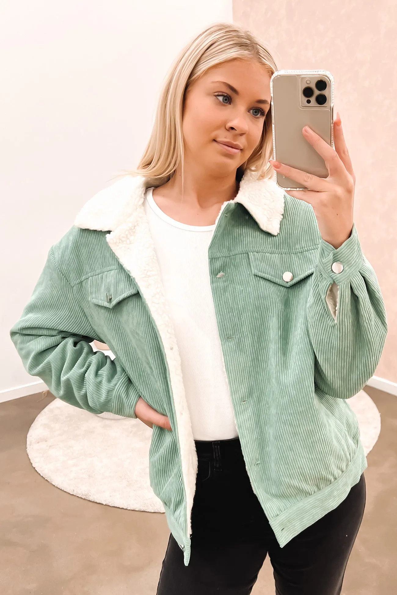 Claudie Cord Jacket Green