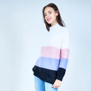 Cozy striped fuzzy sweater wholesale