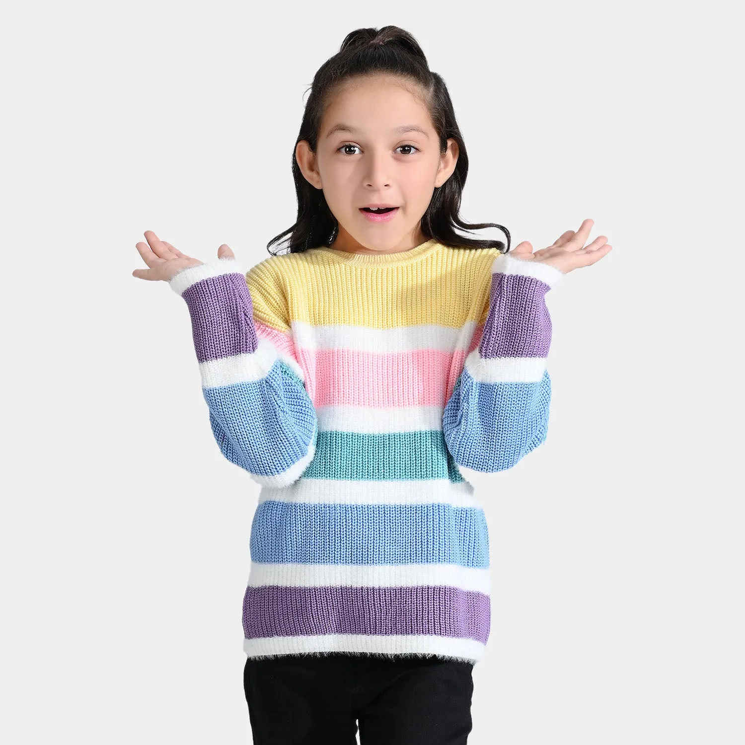 Girls Acrylic Sweater Balanced-Multi