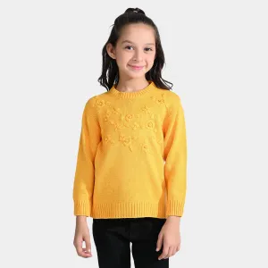 Girls Acrylic Sweater Loop Stitch-Citrus