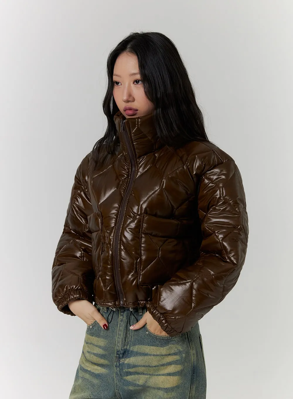 Glossy Quilted Puffer Jacket CD319