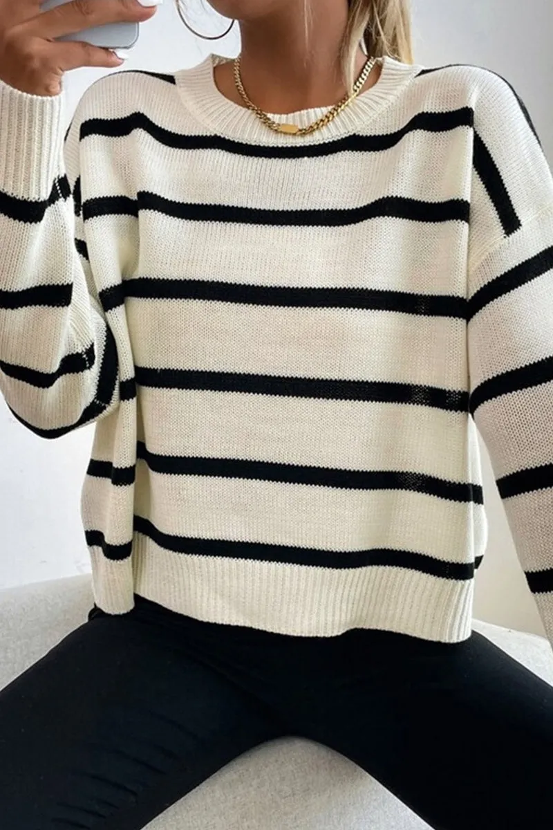 HWR1206 Striped Crewneck Sweater