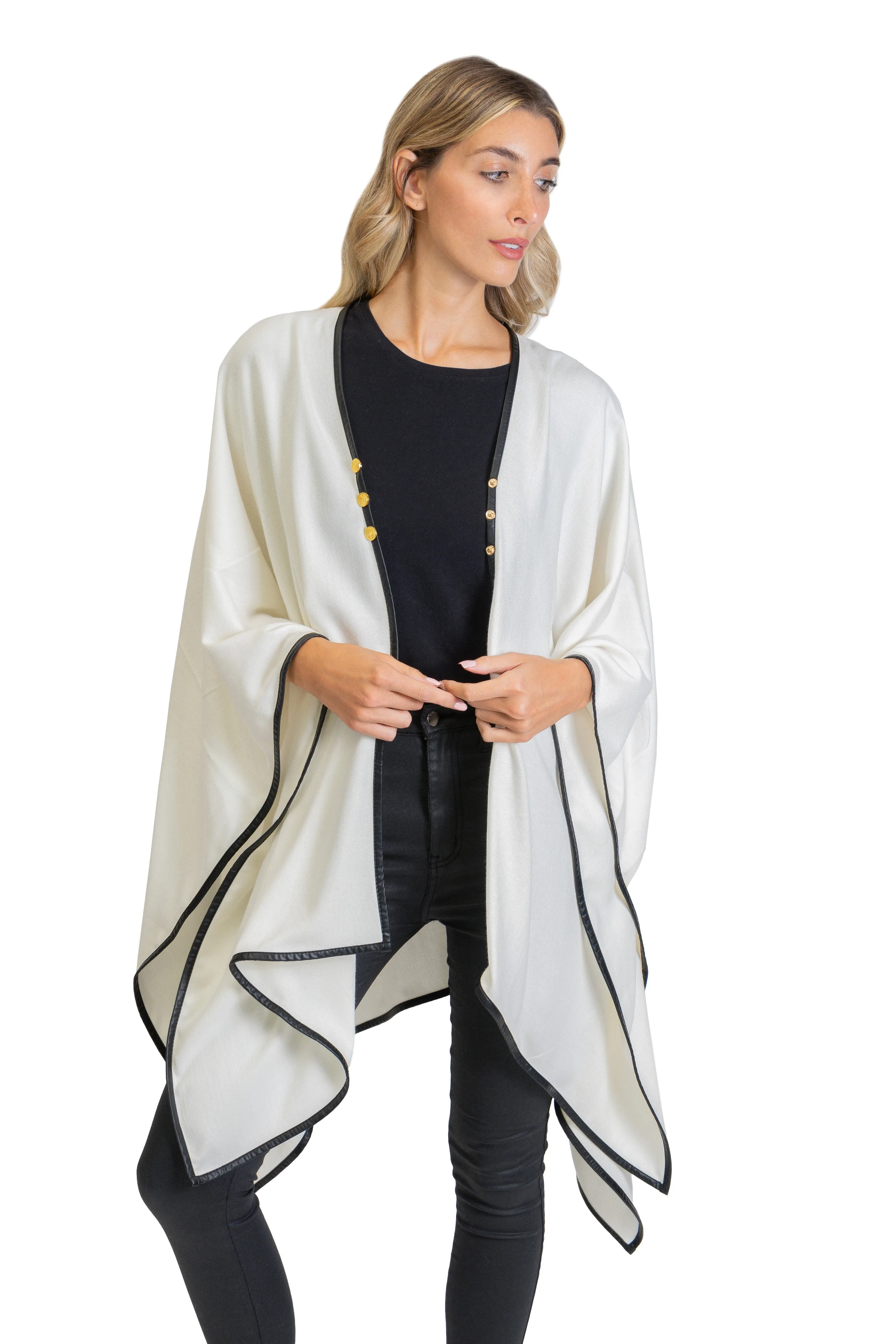 Jones New York Novelty Button Convertible Wrap Poncho (JNP310S-IV )