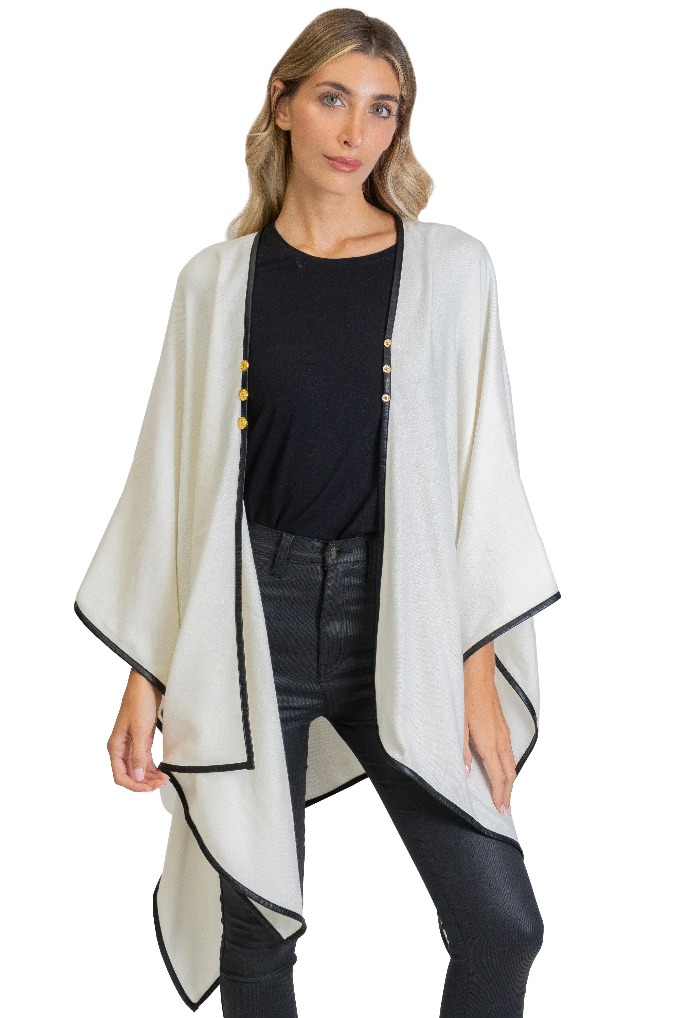 Jones New York Novelty Button Convertible Wrap Poncho (JNP310S-IV )