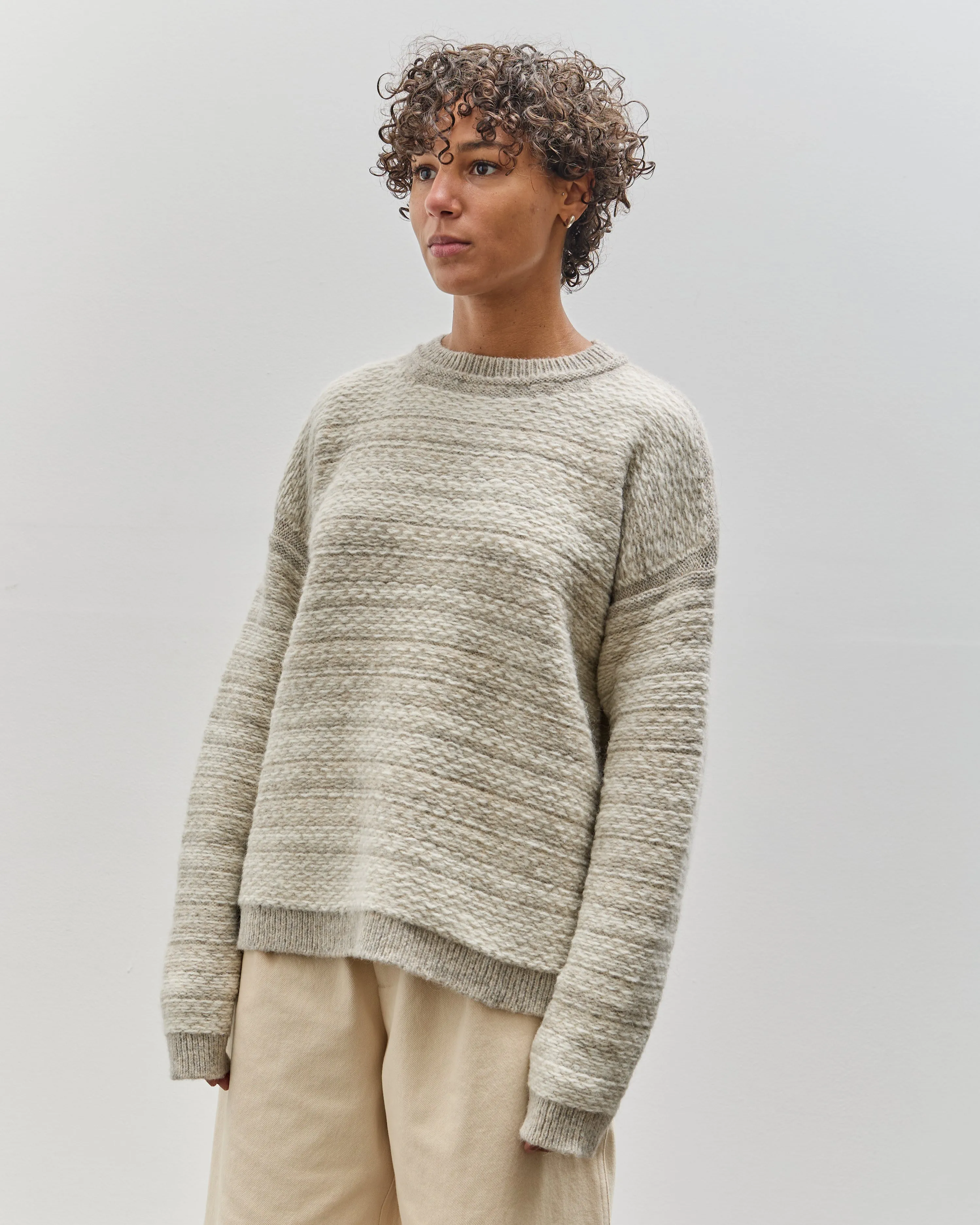 Lauren Manoogian Jacquard Crewneck, Pebble / Ivory