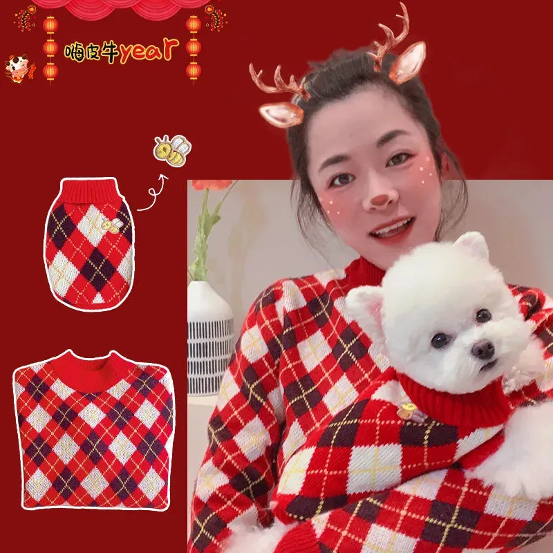 levate Your Pet's Winter Wardrobe: The New Cat Sweater and Dog Sweaters for Small Dogs with Autumn and Winter Printing