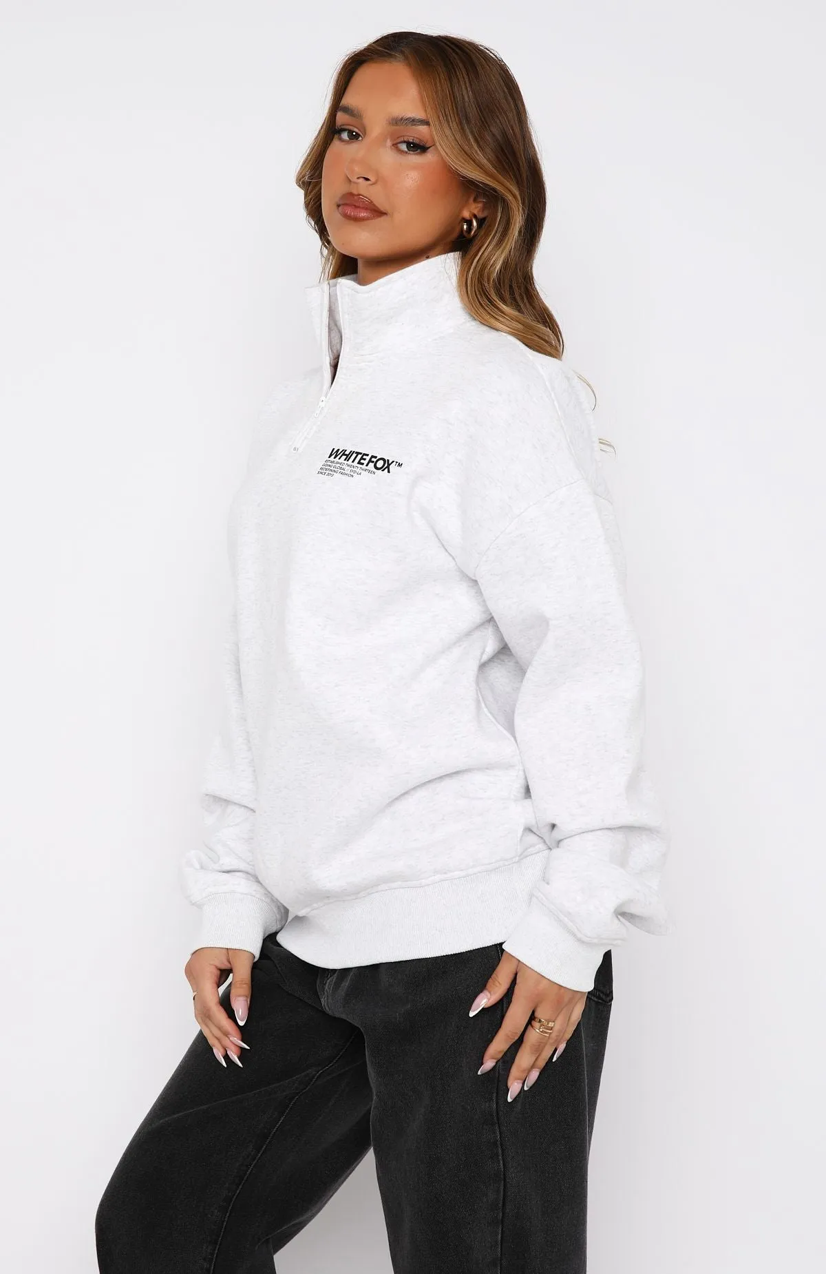 Like No One Else Zip Front Sweater Grey Marle