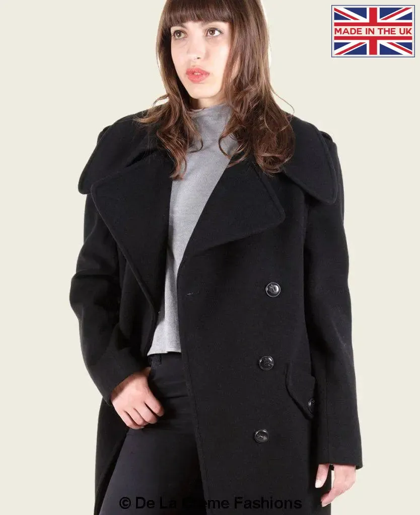 MARQUETTA - Womens Double Breasted Wool & Cashmere Blend Long Coat