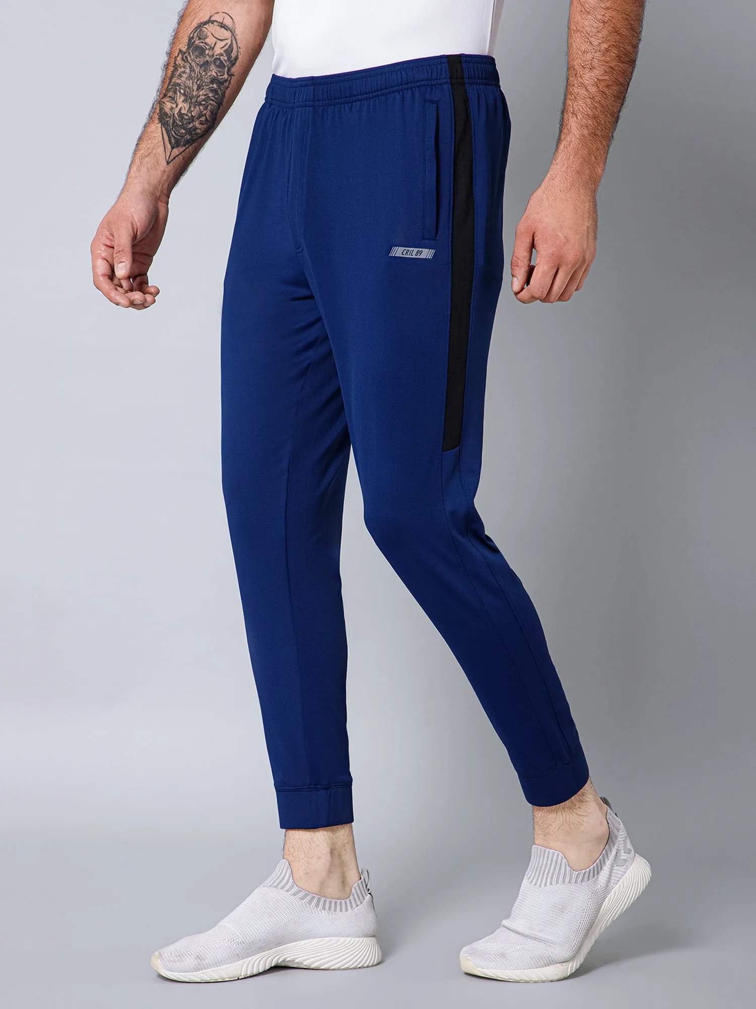 Men Blue Solid Full Length Regular Fit Active Wear Track Pant