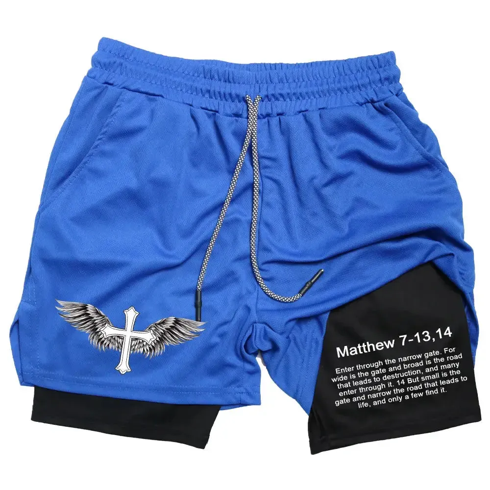 Men's Jesus Shorts – Bible Matthew 7:13-14 Scripture-Inspired Activewear