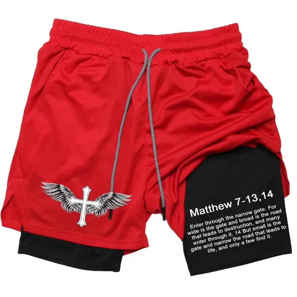 Men's Jesus Shorts – Bible Matthew 7:13-14 Scripture-Inspired Activewear