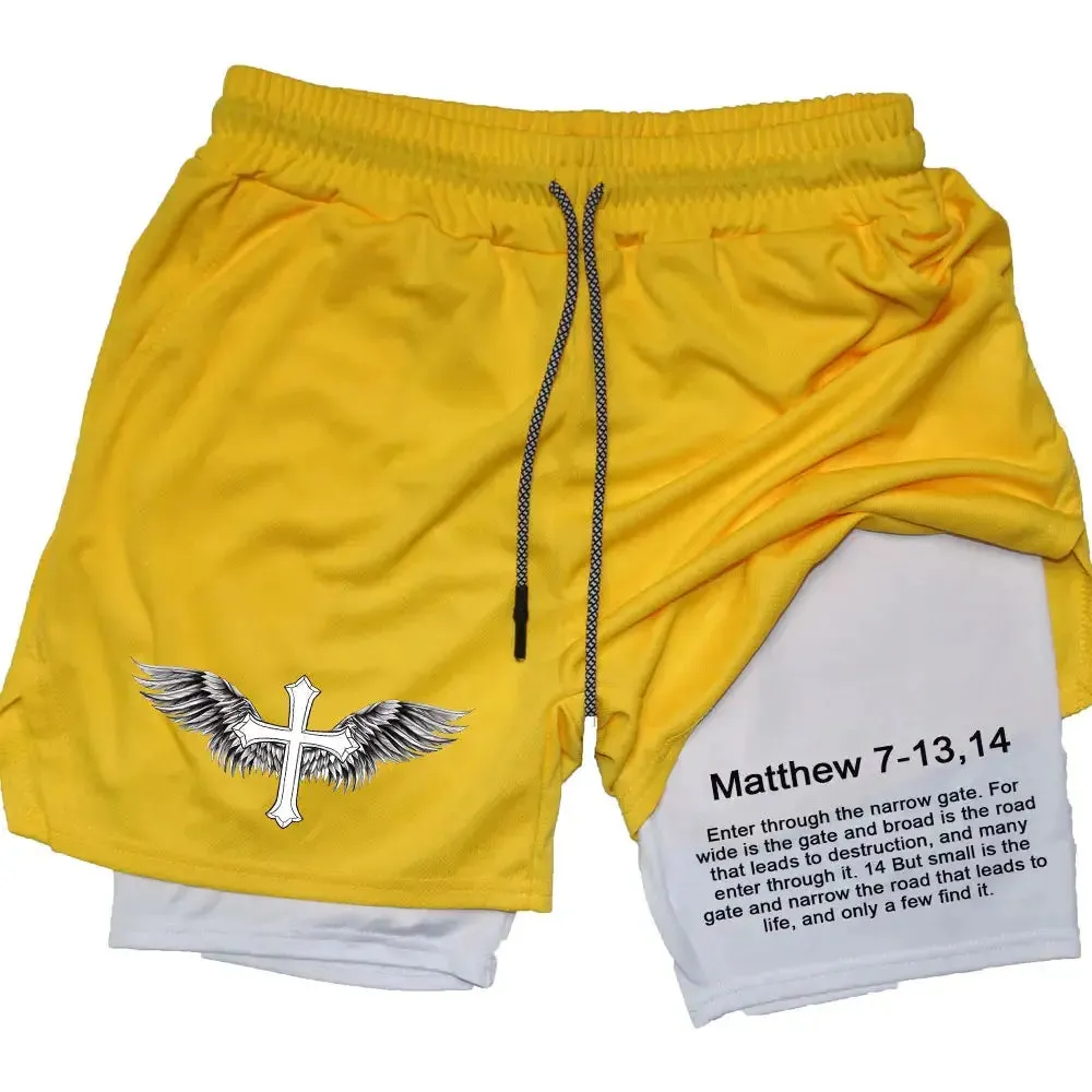 Men's Jesus Shorts – Bible Matthew 7:13-14 Scripture-Inspired Activewear