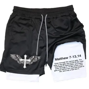 Men's Jesus Shorts – Bible Matthew 7:13-14 Scripture-Inspired Activewear