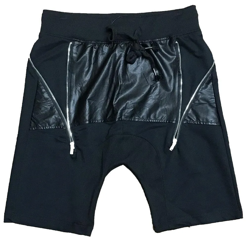 Mens Leather Front Moto Shorts