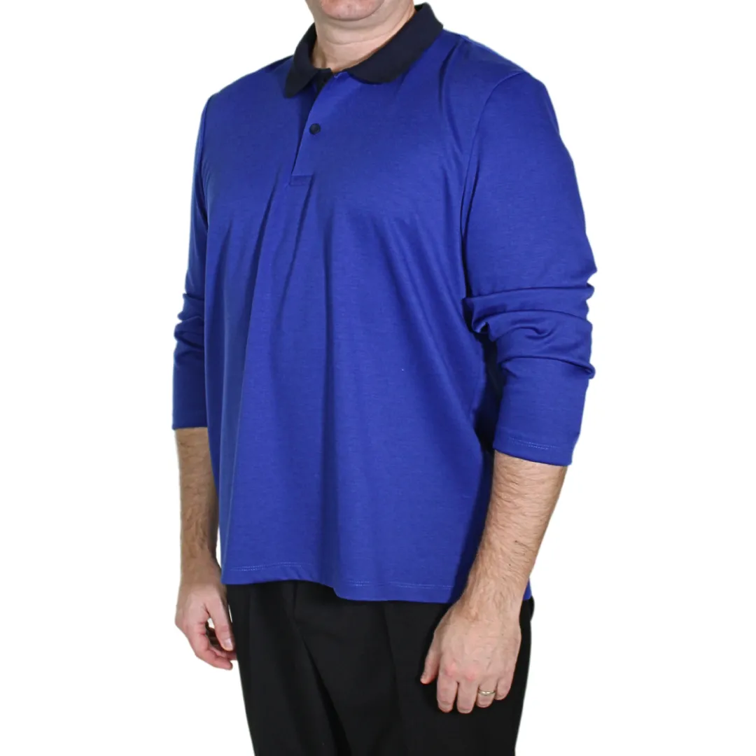 Men's Long Sleeve Adaptive Polo - Cobalt