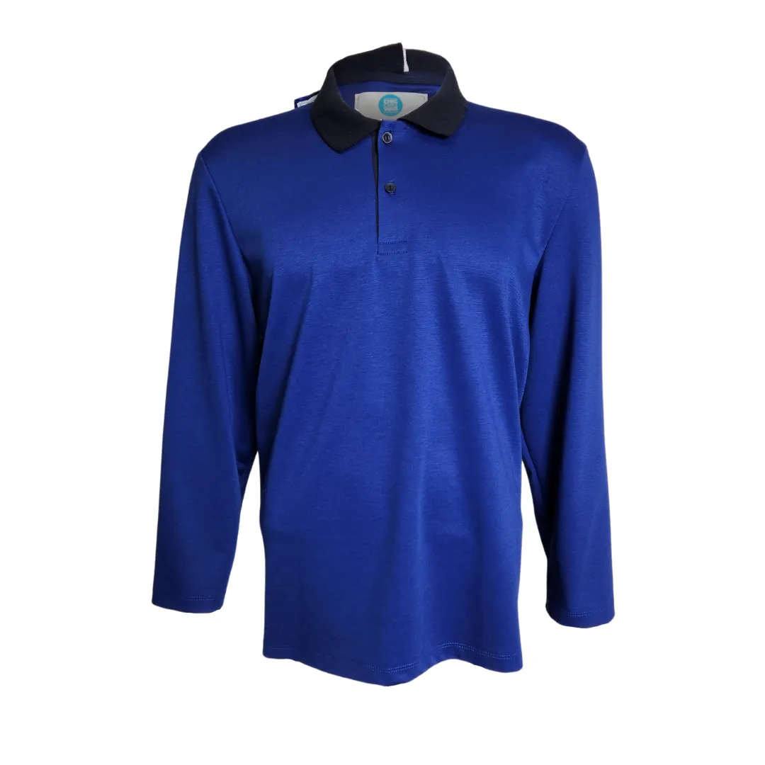 Men's Long Sleeve Adaptive Polo - Cobalt