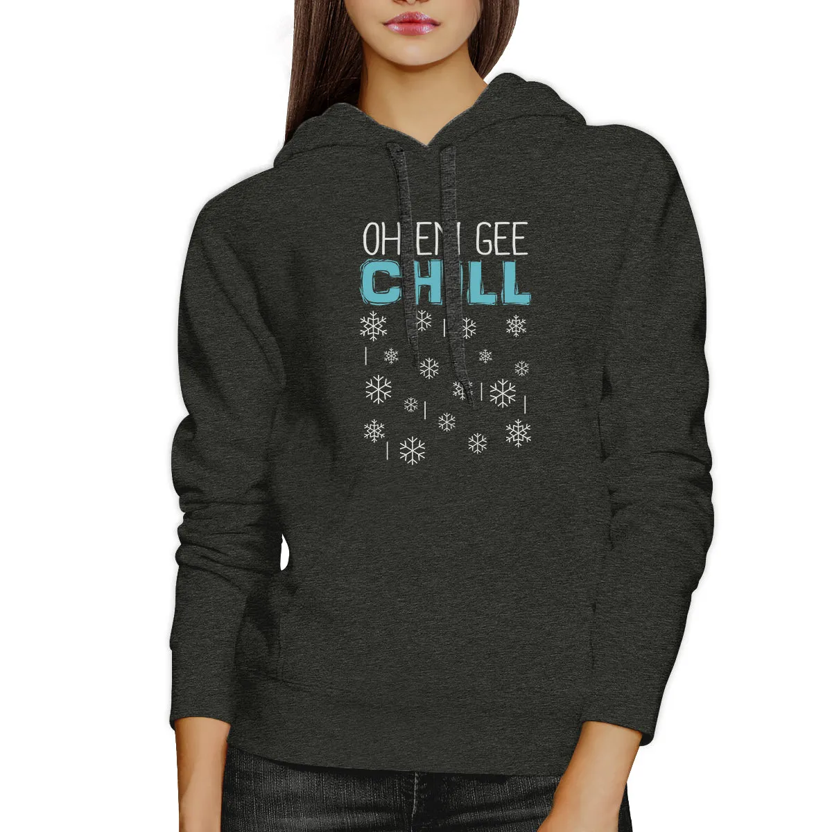 Oh Em Gee Chill Snowflakes Dark Grey Hoodie