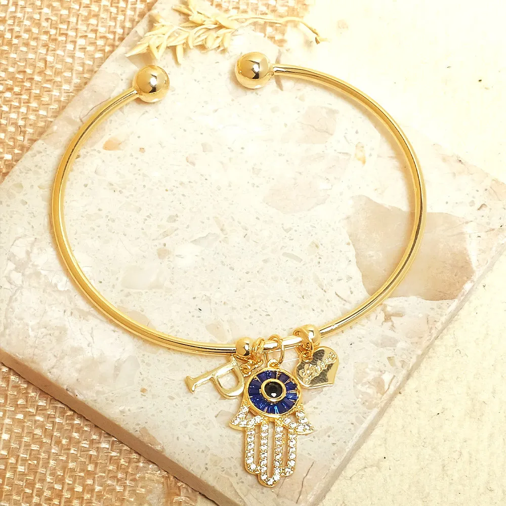 Personalized Hamsa Bracelet (With Initial)