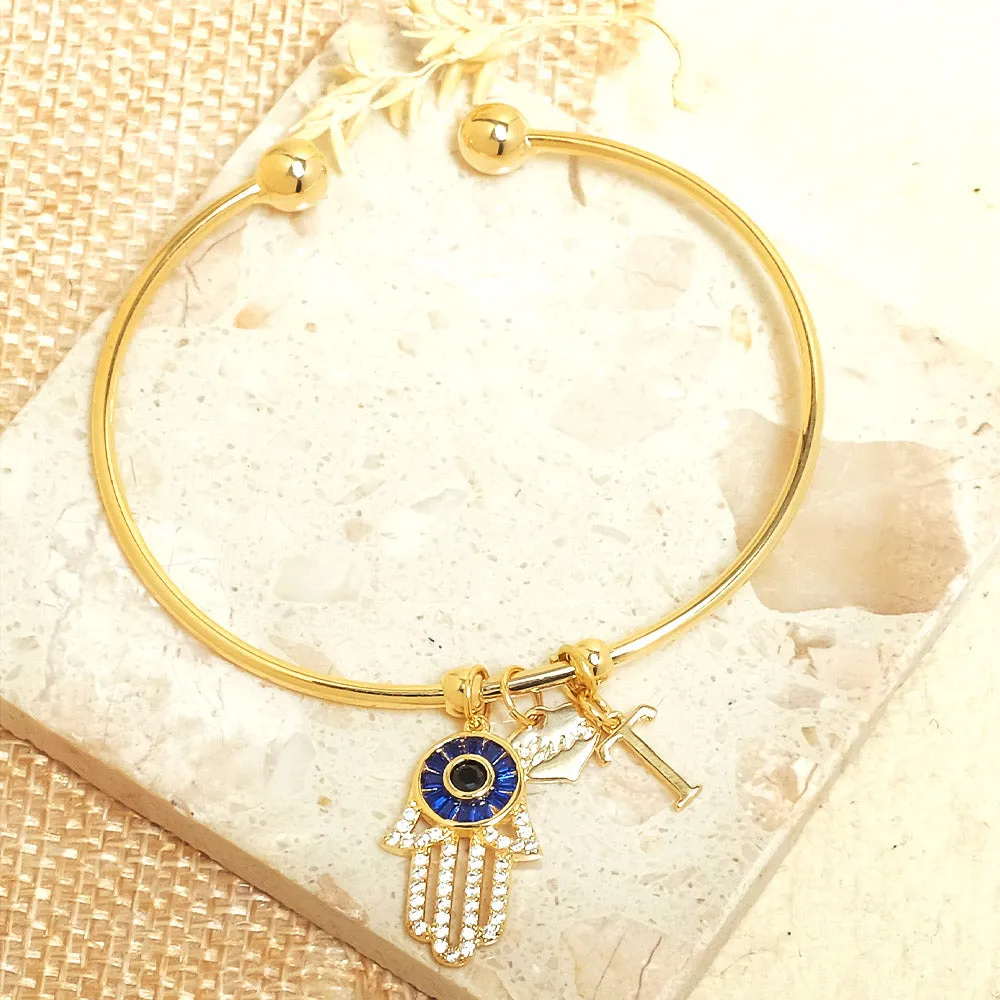 Personalized Hamsa Bracelet (With Initial)