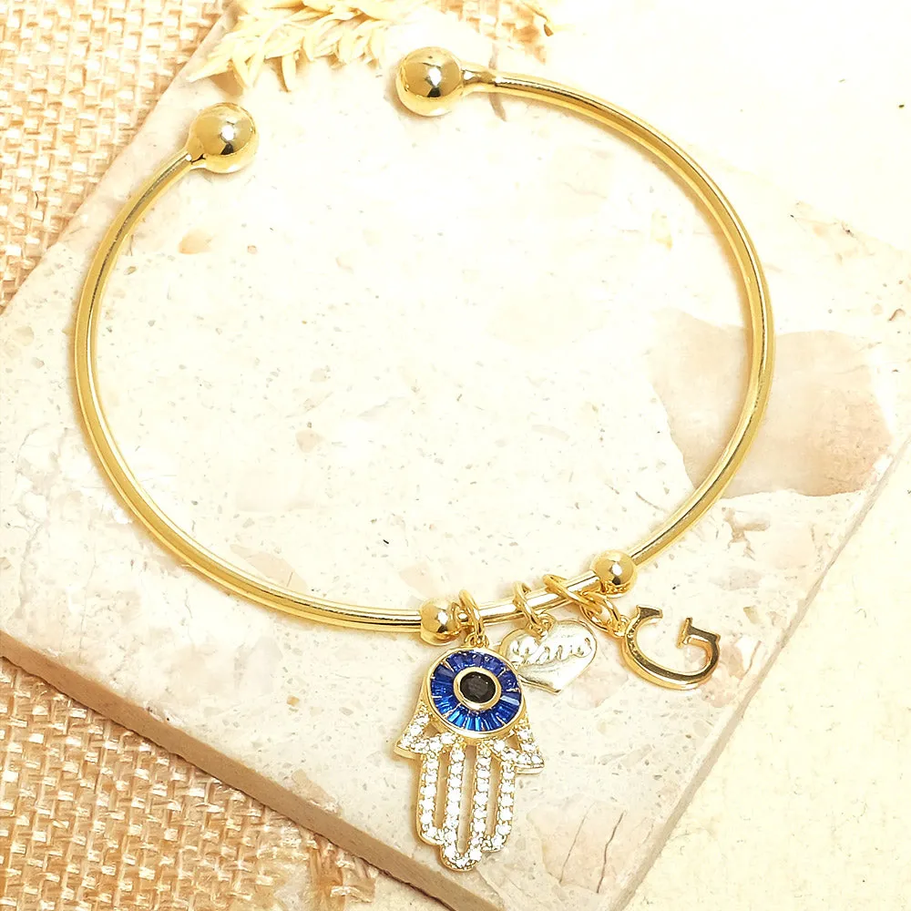 Personalized Hamsa Bracelet (With Initial)