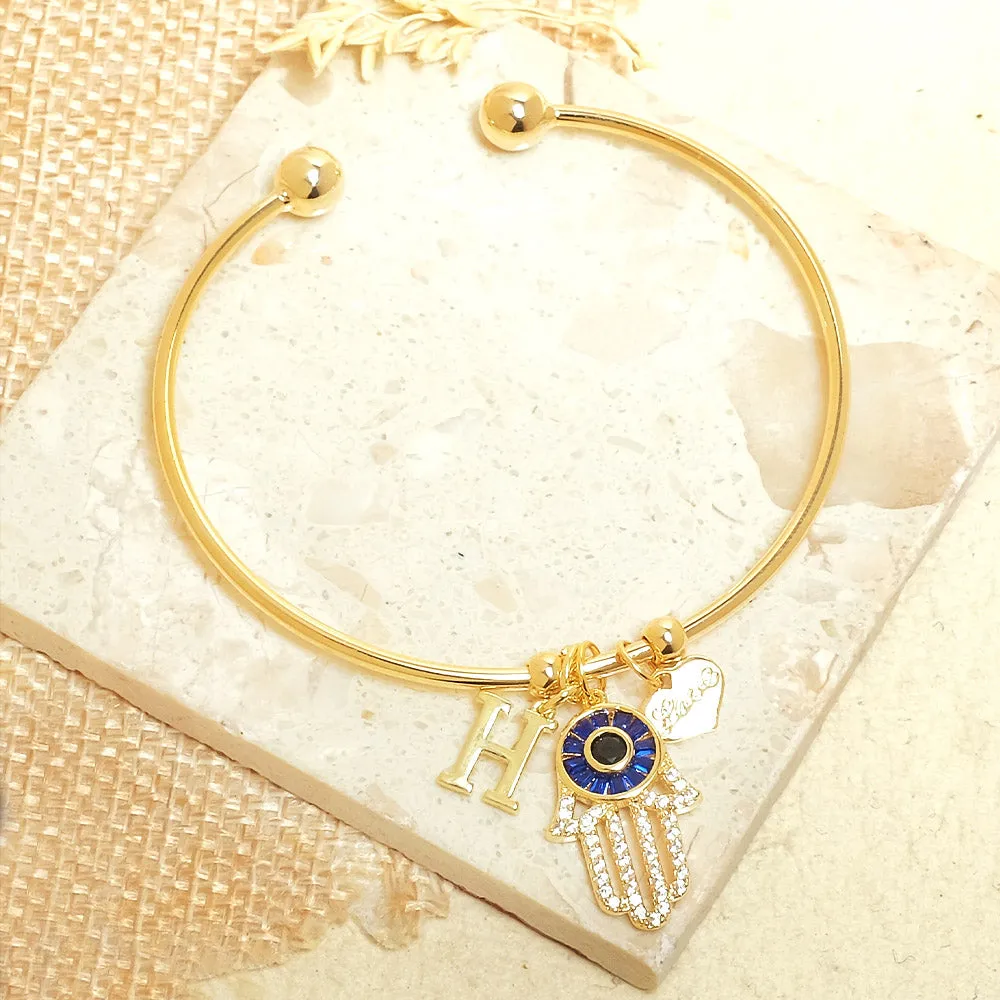 Personalized Hamsa Bracelet (With Initial)