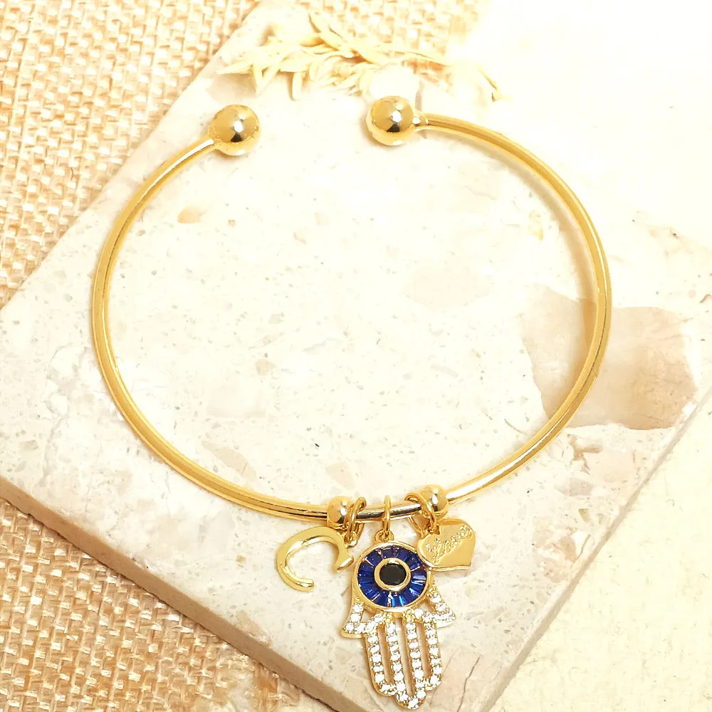 Personalized Hamsa Bracelet (With Initial)