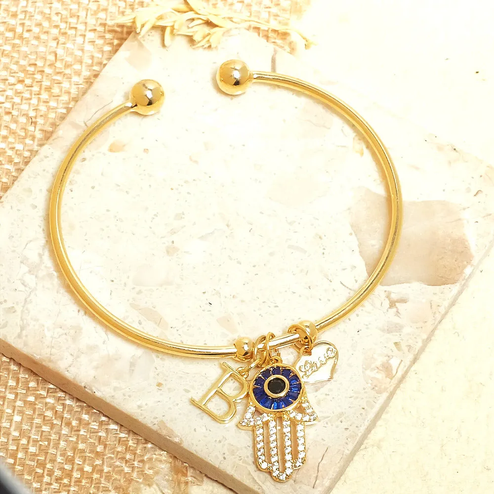 Personalized Hamsa Bracelet (With Initial)