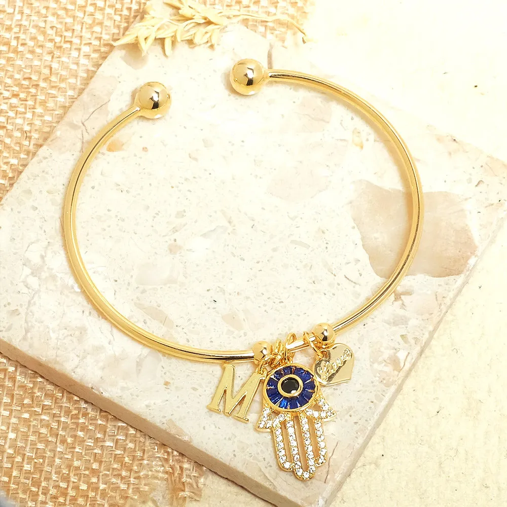 Personalized Hamsa Bracelet (With Initial)