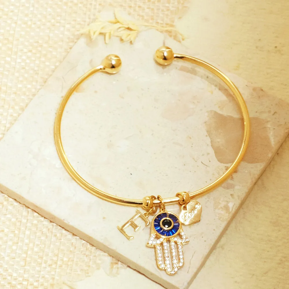 Personalized Hamsa Bracelet (With Initial)