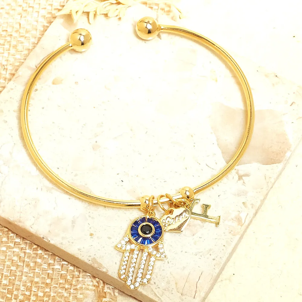 Personalized Hamsa Bracelet (With Initial)