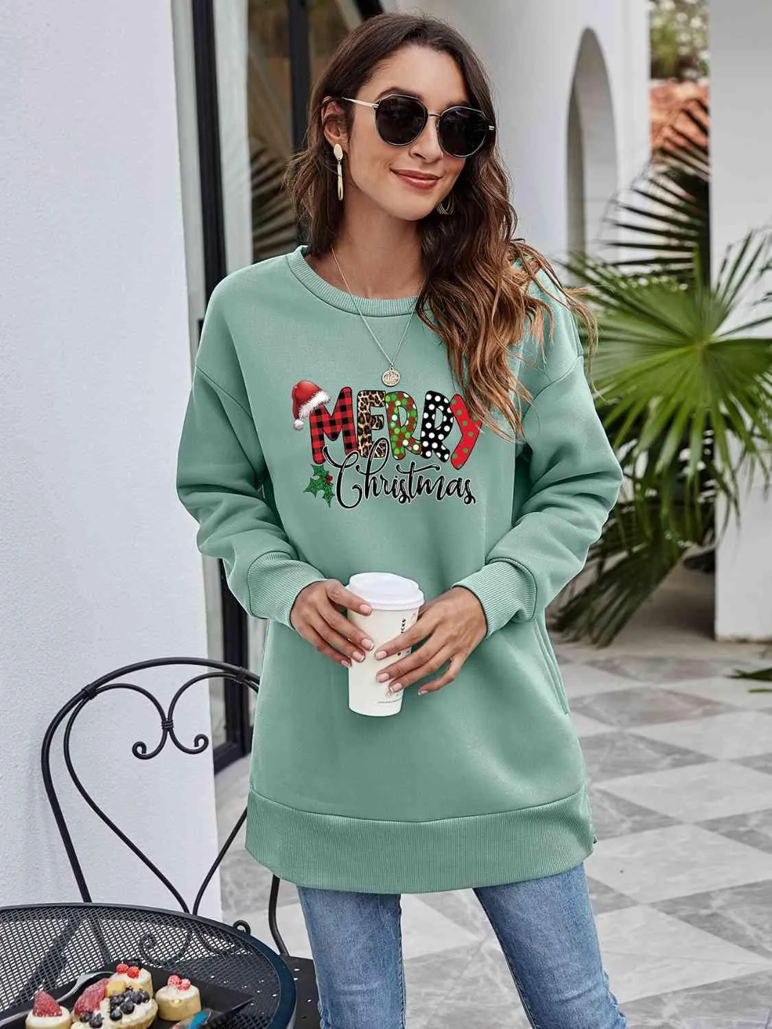 "Joyful Greetings" Christmas Graphic Holiday Sweatshirt