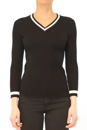 Ribbed V-Neck Sweater