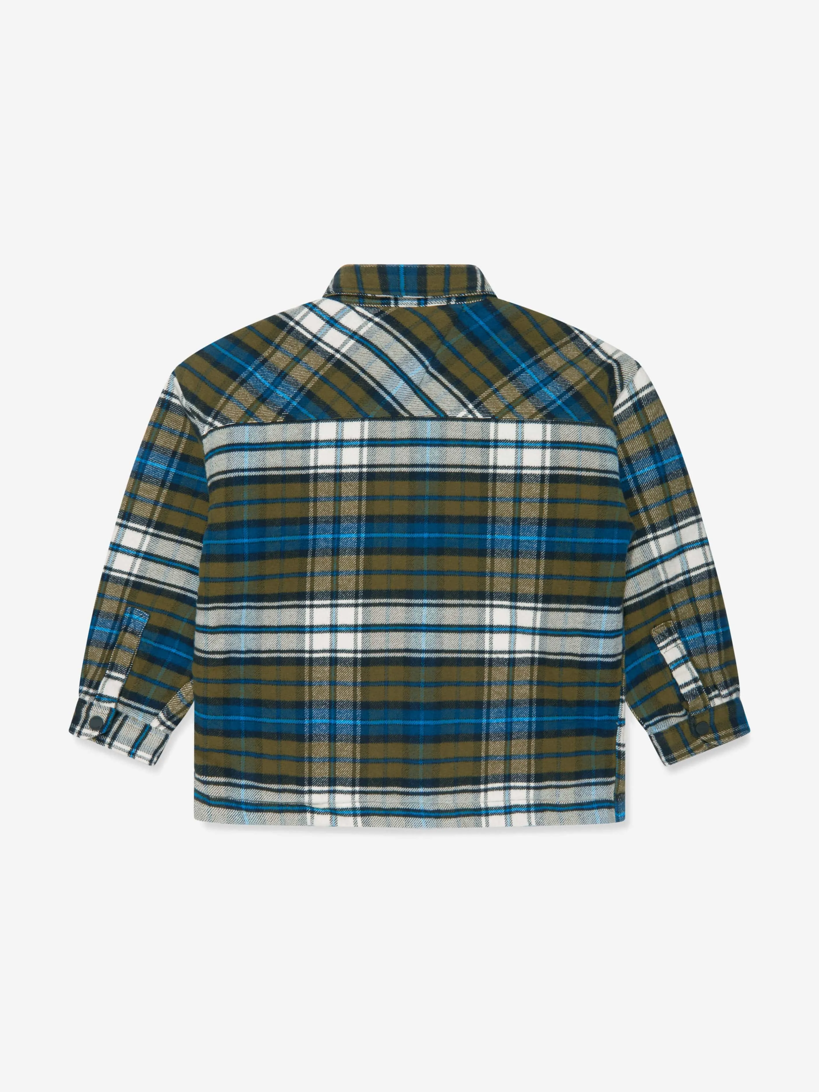 Tommy Hilfiger Boys Tartan Nylon Mix Overshirt in Green