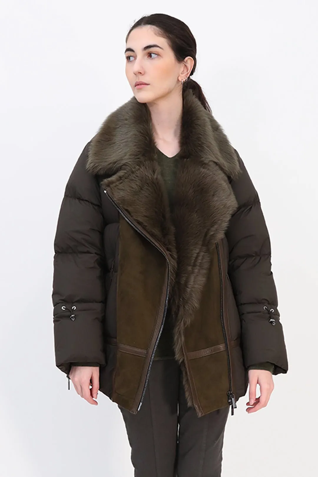 TOSCANA SHEARLING & GOOSE DOWN ITALIAN COAT