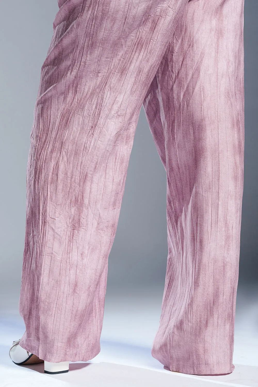 Tranquil Pink Sheer Double Button Korean Pants