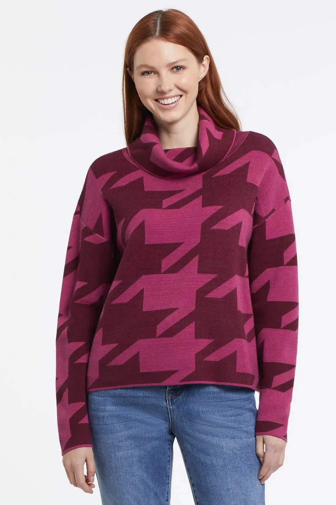 Tribal | Intarsia Knit Cowl Neck Sweater | Women's