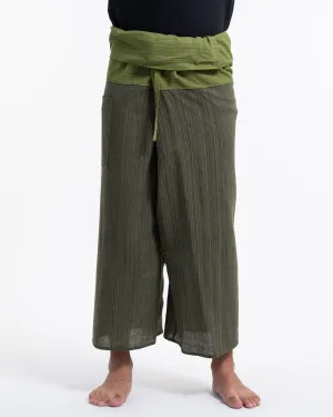 Unisex Two Tone Pinstripe Thai Fisherman Pants in Green