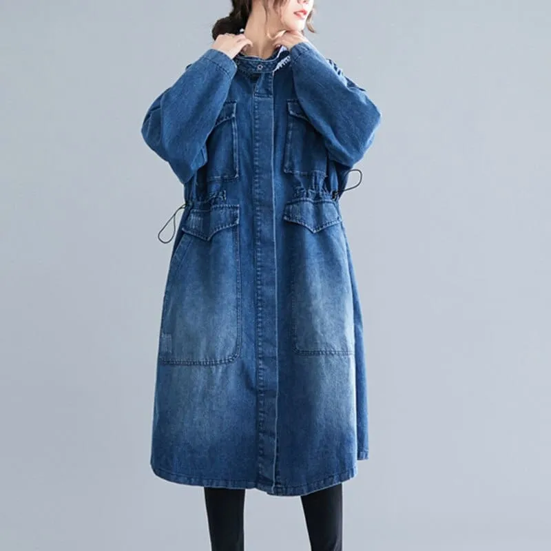 Vintage Knee Length Denim Coat