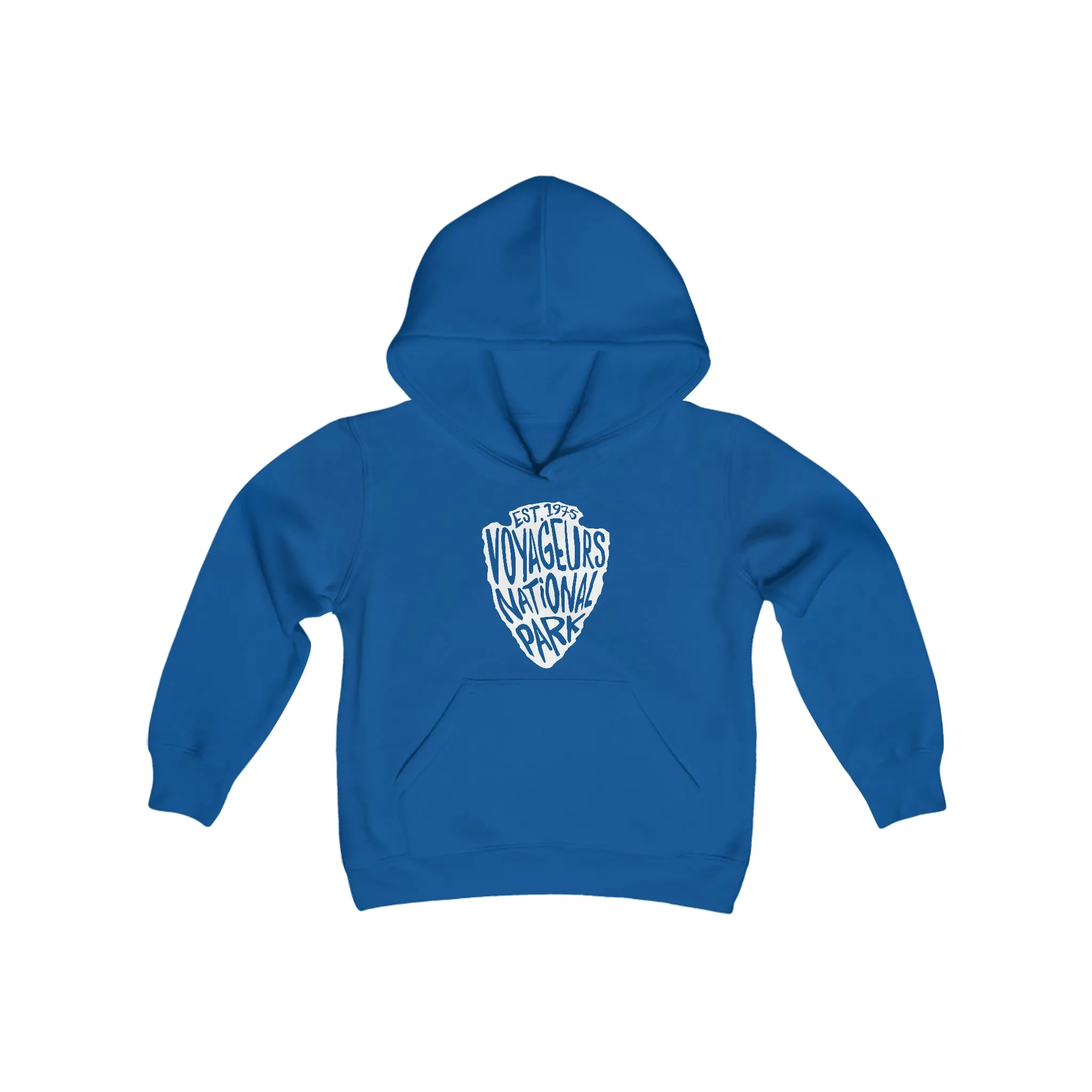 Voyageurs National Park Kids Hoodie - Arrowhead Chunky Text