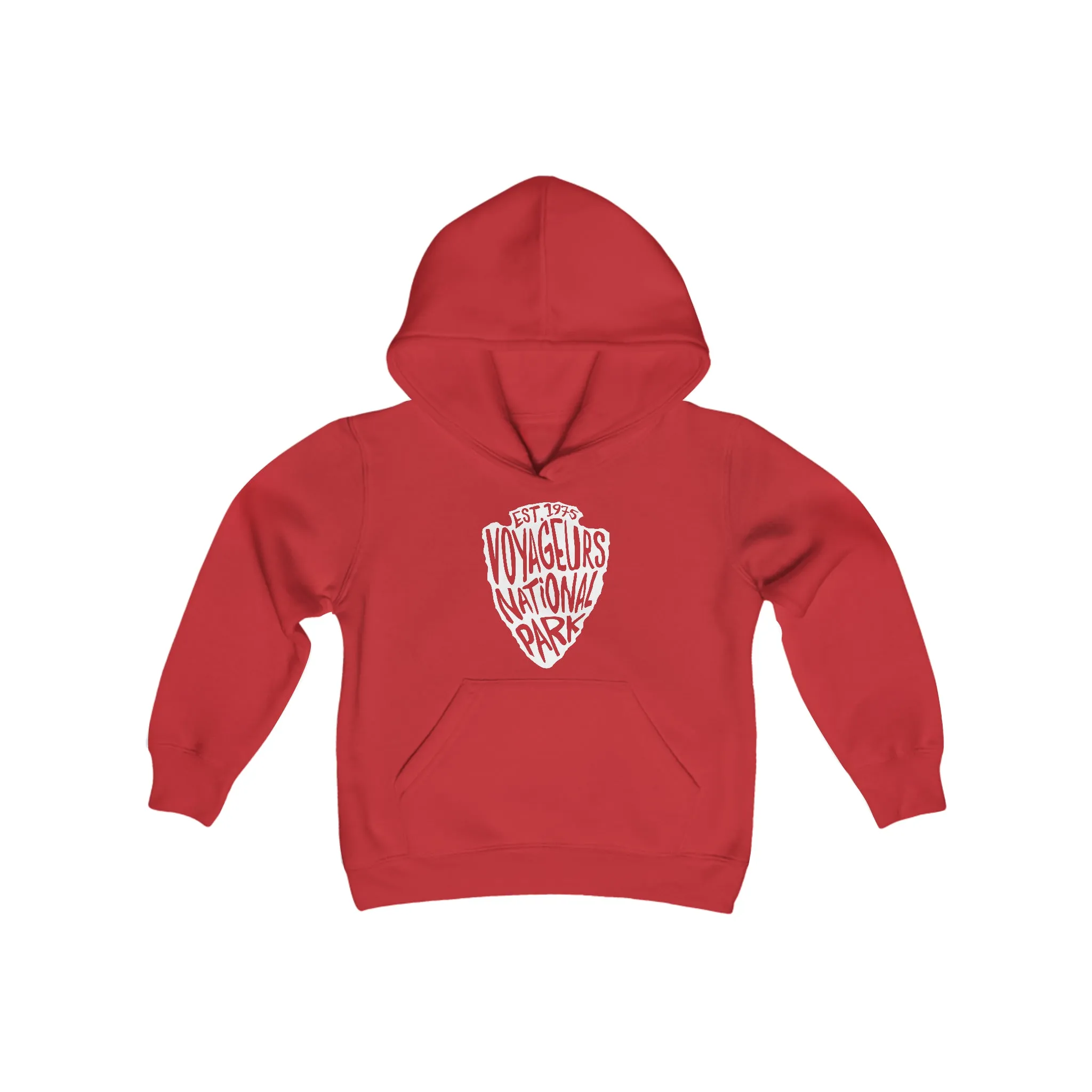 Voyageurs National Park Kids Hoodie - Arrowhead Chunky Text