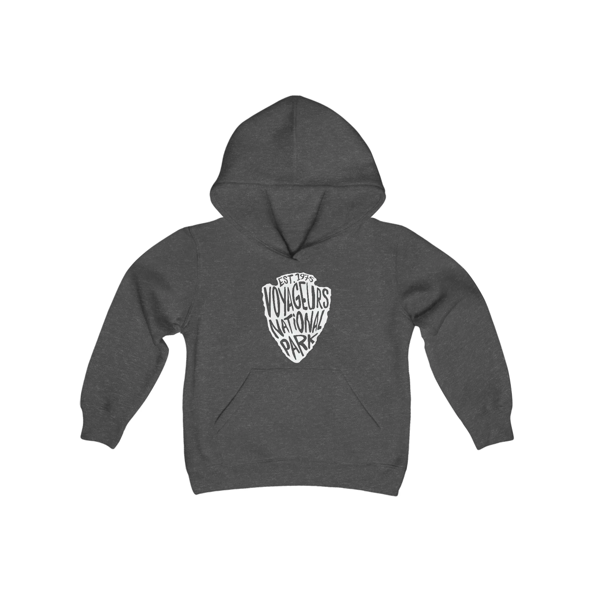 Voyageurs National Park Kids Hoodie - Arrowhead Chunky Text